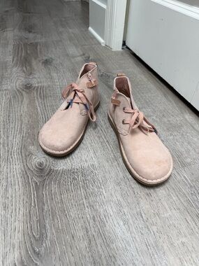 Birkenstock Kids Light Pink Suede Lace-Up Ankle Boots